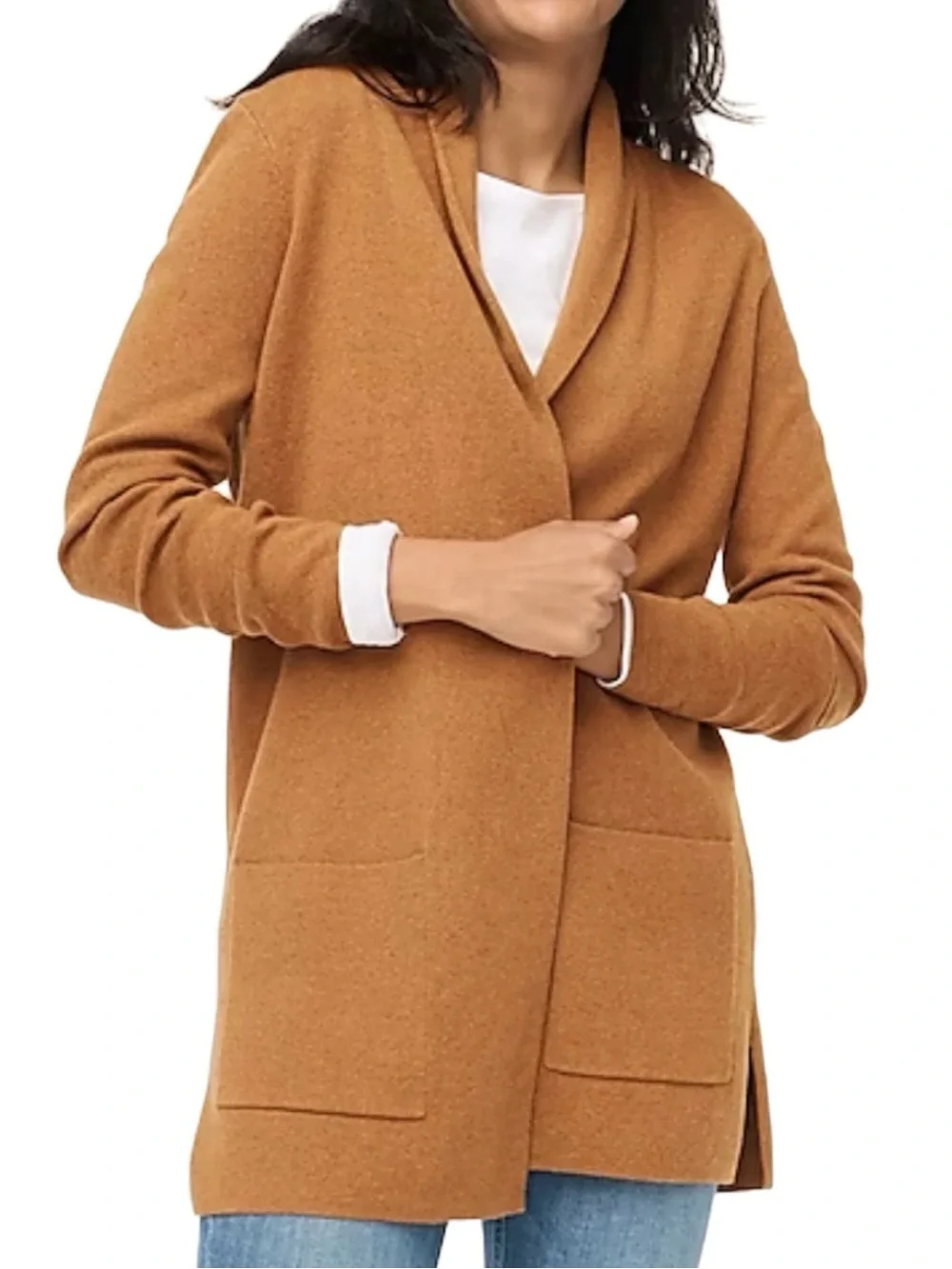J. CREW CHELSEA SWEATER BLAZER CARDIGAN M HEATHER CAMEL BA866 Classic Academia